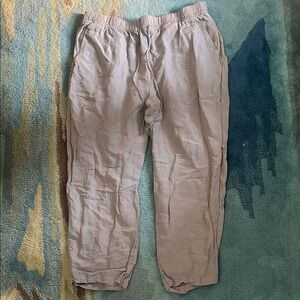 H&M Tan Linen Blend Ankle Cropped Pants